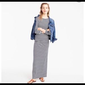 J.Crew Collection Long Sleeve Maxi Dress Navy and White Stripe Size 2